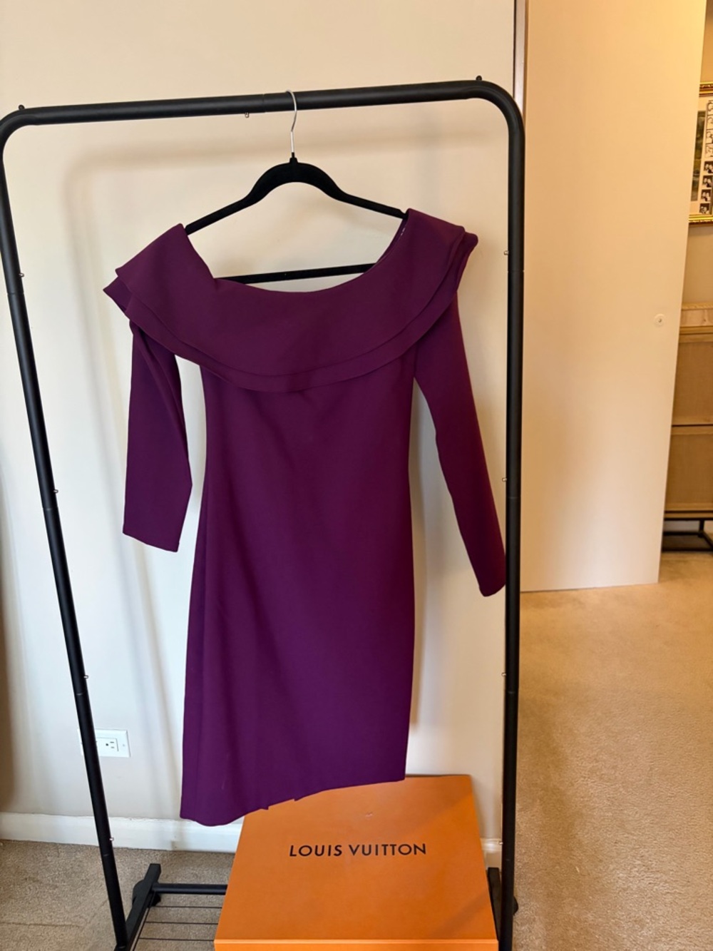Likely Plum Off-Shoulder Long Sleeve Dress